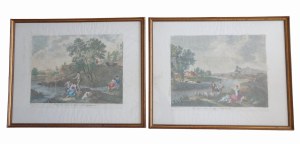 2 gekleurde etsen, Francesco Zuccarelli (1702-1788)