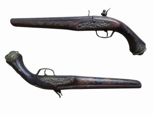 Paar antieke vuursteenpistolen 18e - 19e eeuw